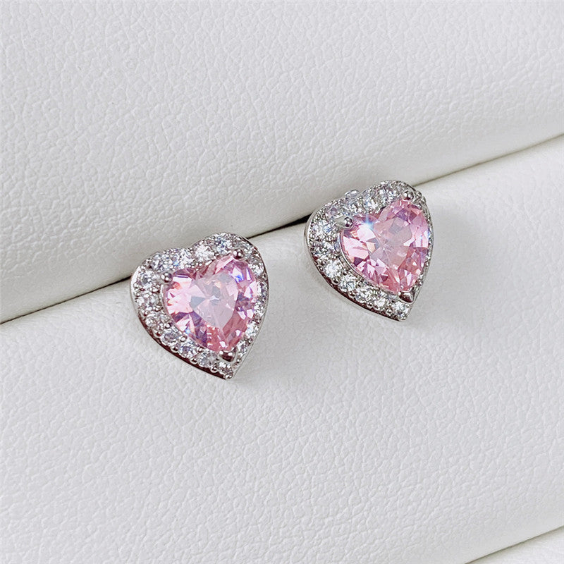 Heart Cut Diamond with Zirconia Stud Earring