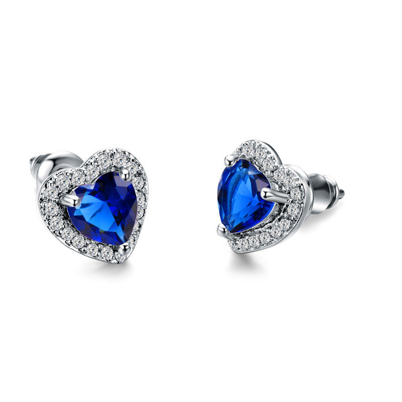 Heart Cut Diamond with Zirconia Stud Earring