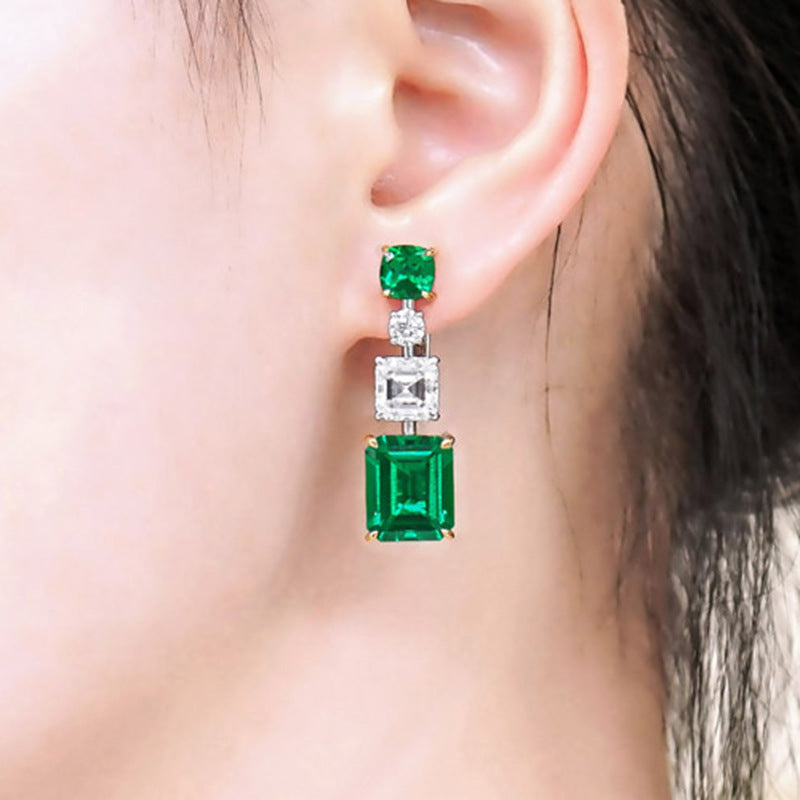 Luxury Emerald / Sapphire Stud Earrings