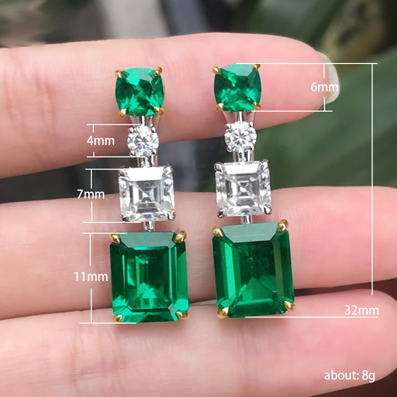 Luxury Emerald / Sapphire Stud Earrings