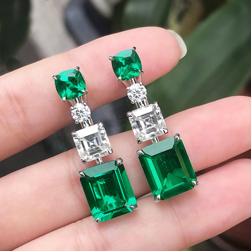 Luxury Emerald / Sapphire Stud Earrings