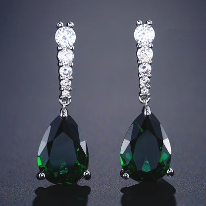 Luxury Trendy Emerald Green with AAA Zircon Earrings