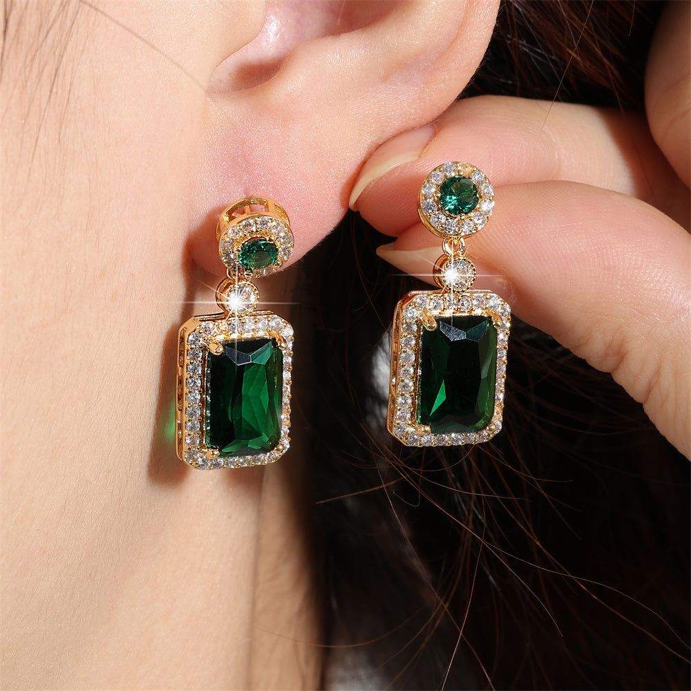 Luxury Emerald / Blue Stud Earrings