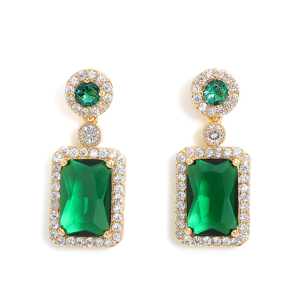 Luxury Emerald / Blue Stud Earrings