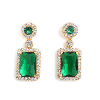 Luxury Emerald / Blue Stud Earrings