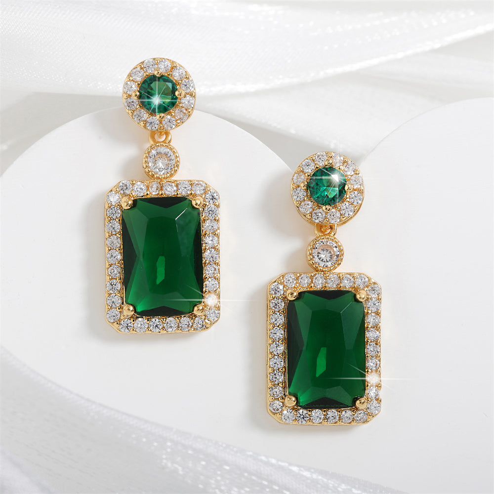 Luxury Emerald / Blue Stud Earrings