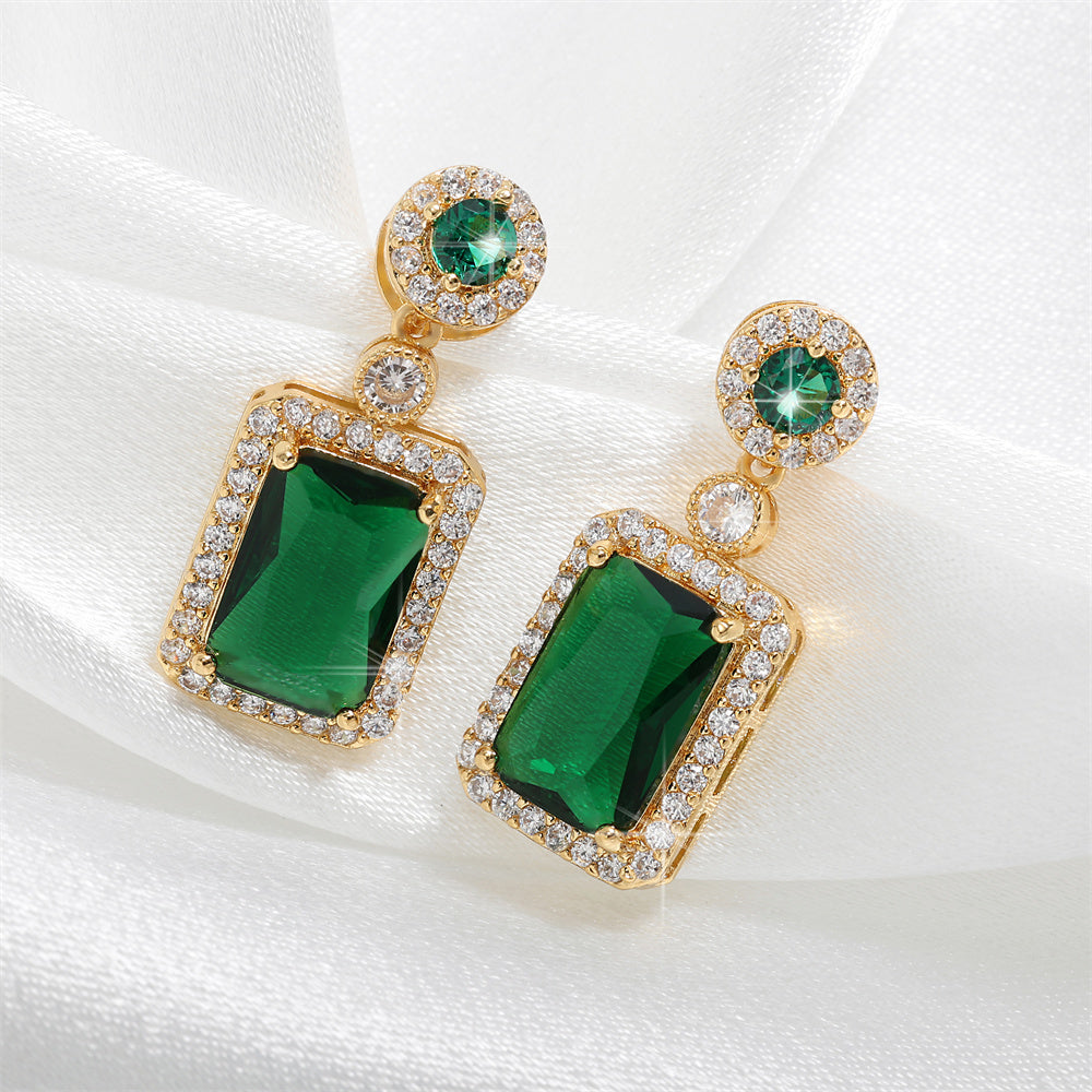 Luxury Emerald / Blue Stud Earrings