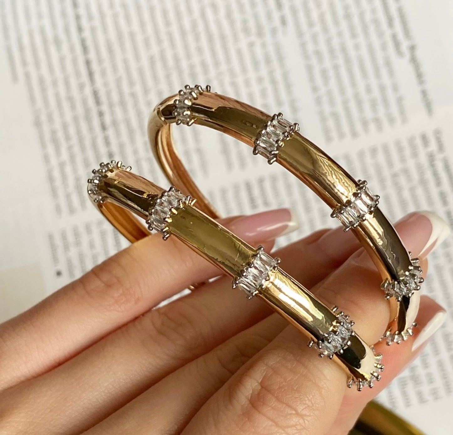 Gold Bangle adorned with dazzling crystals