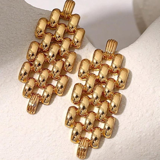 Golden Geometric Weave Earrings