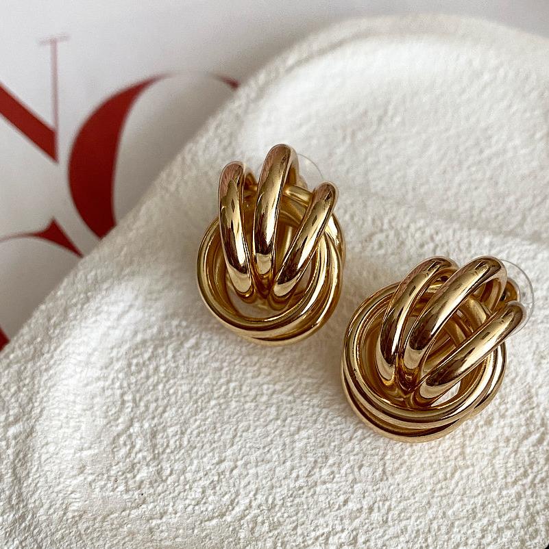 Golden Knot Loop Earrings