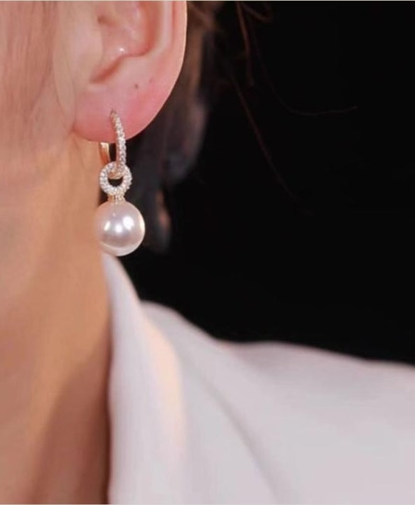 Elegant Pearl Hoops Earrings