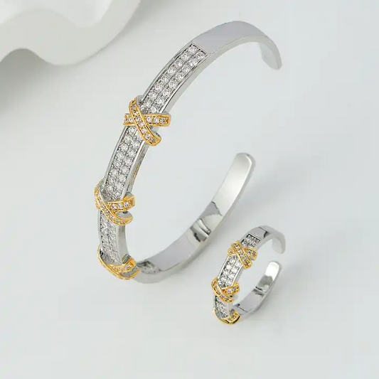 Stylish Opening Bracelet & Ring Set