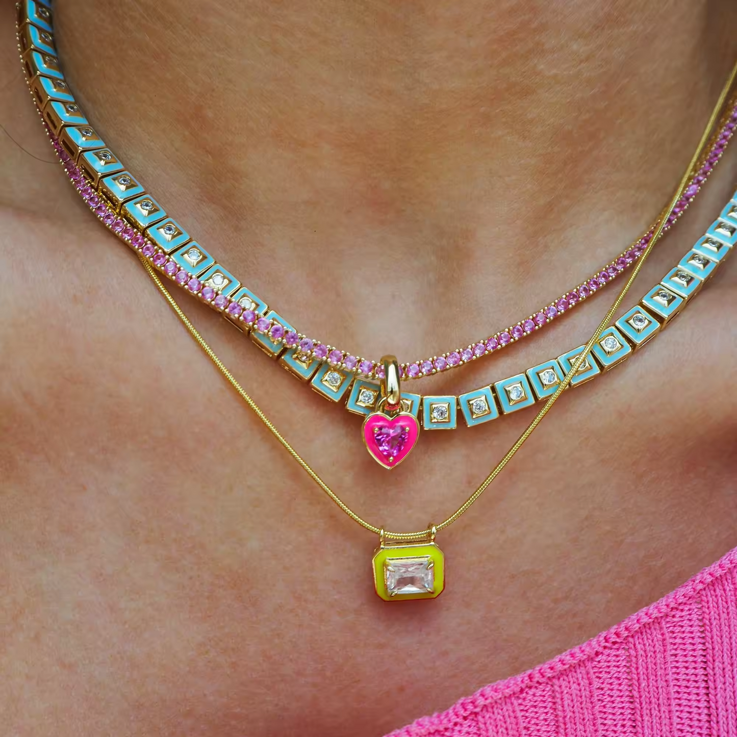 Glamorous Heart Tennis Necklace Collection