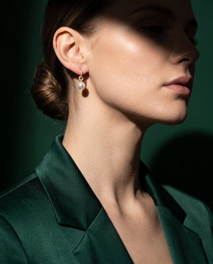 Elegant Pearl Hoops Earrings