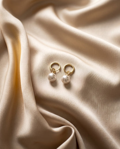 Elegant Pearl Hoops Earrings