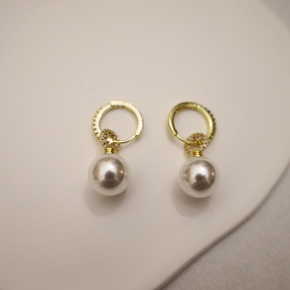 Elegant Pearl Hoops Earrings