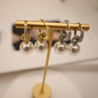 Elegant Pearl Hoops Earrings
