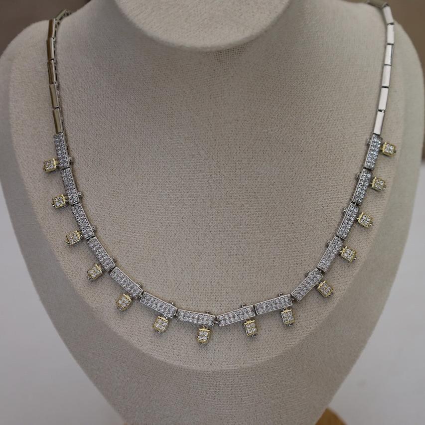 Two-Tone Crystal Encrusted Necklace