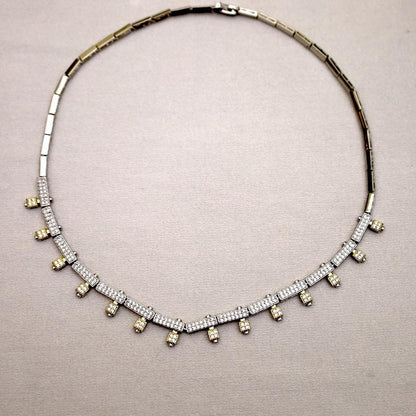 Two-Tone Crystal Encrusted Necklace