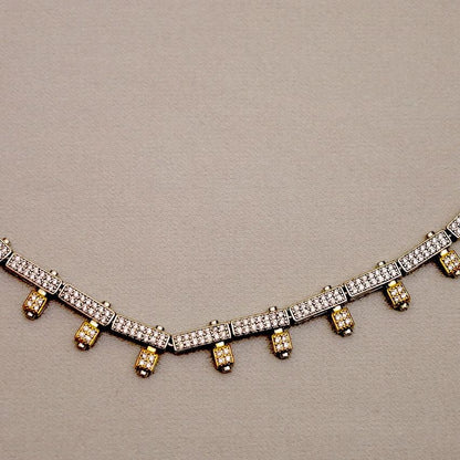 Two-Tone Crystal Encrusted Necklace