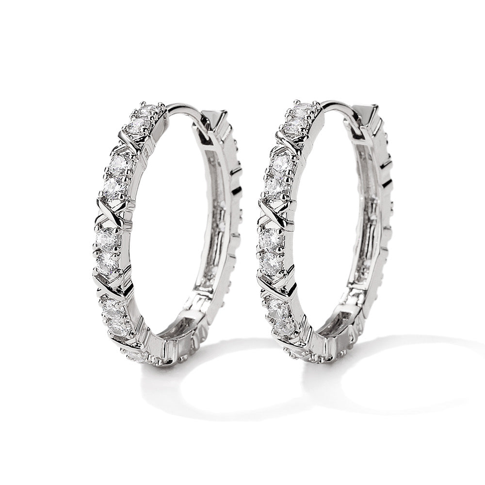 Luxury pattern hoop crystal Earrings