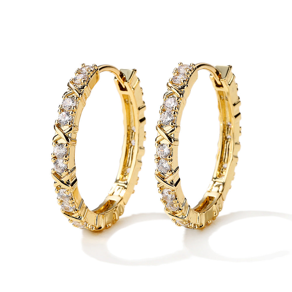 Luxury pattern hoop crystal Earrings