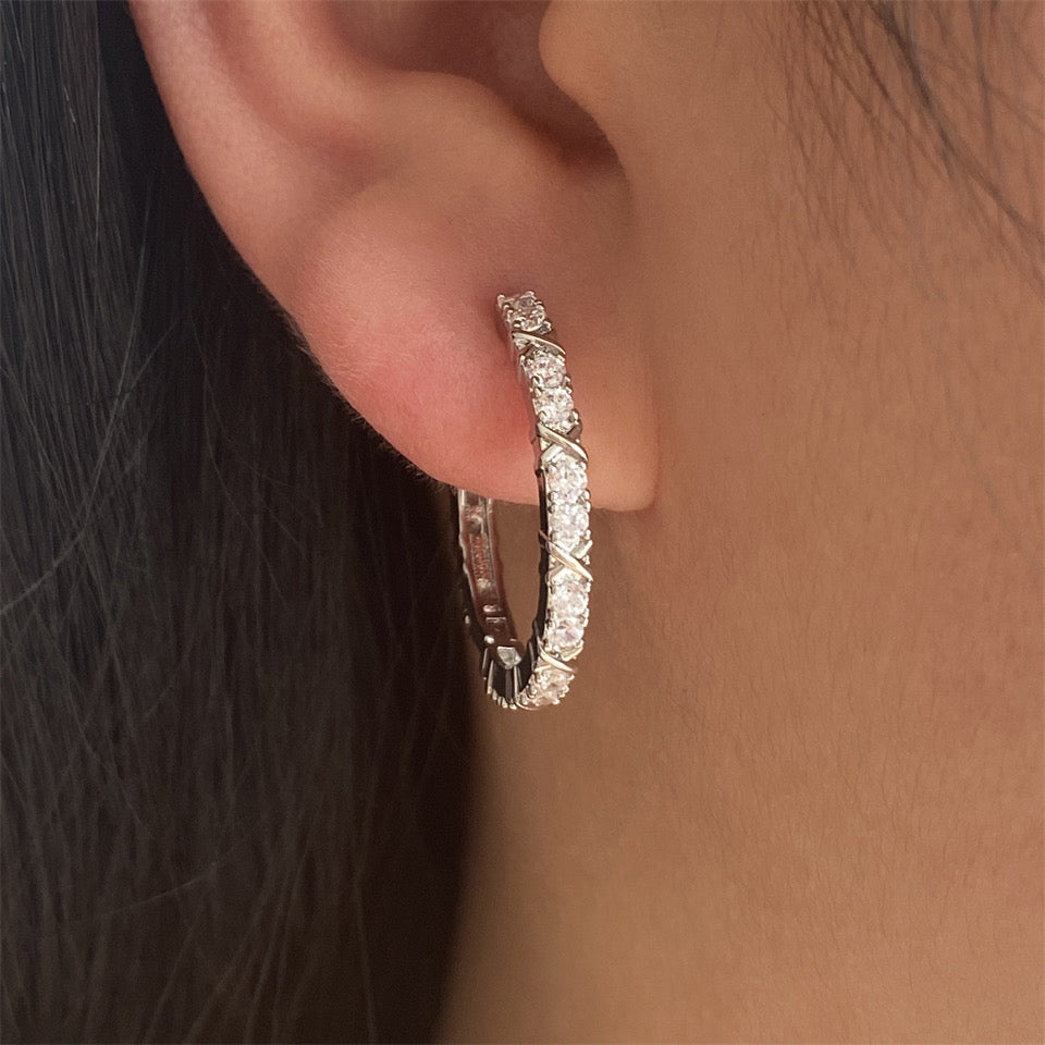 Luxury pattern hoop crystal Earrings