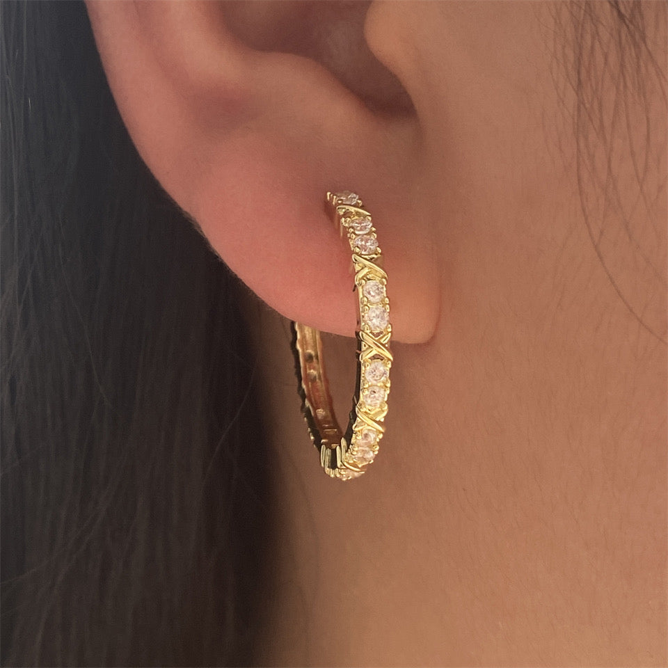 Luxury pattern hoop crystal Earrings