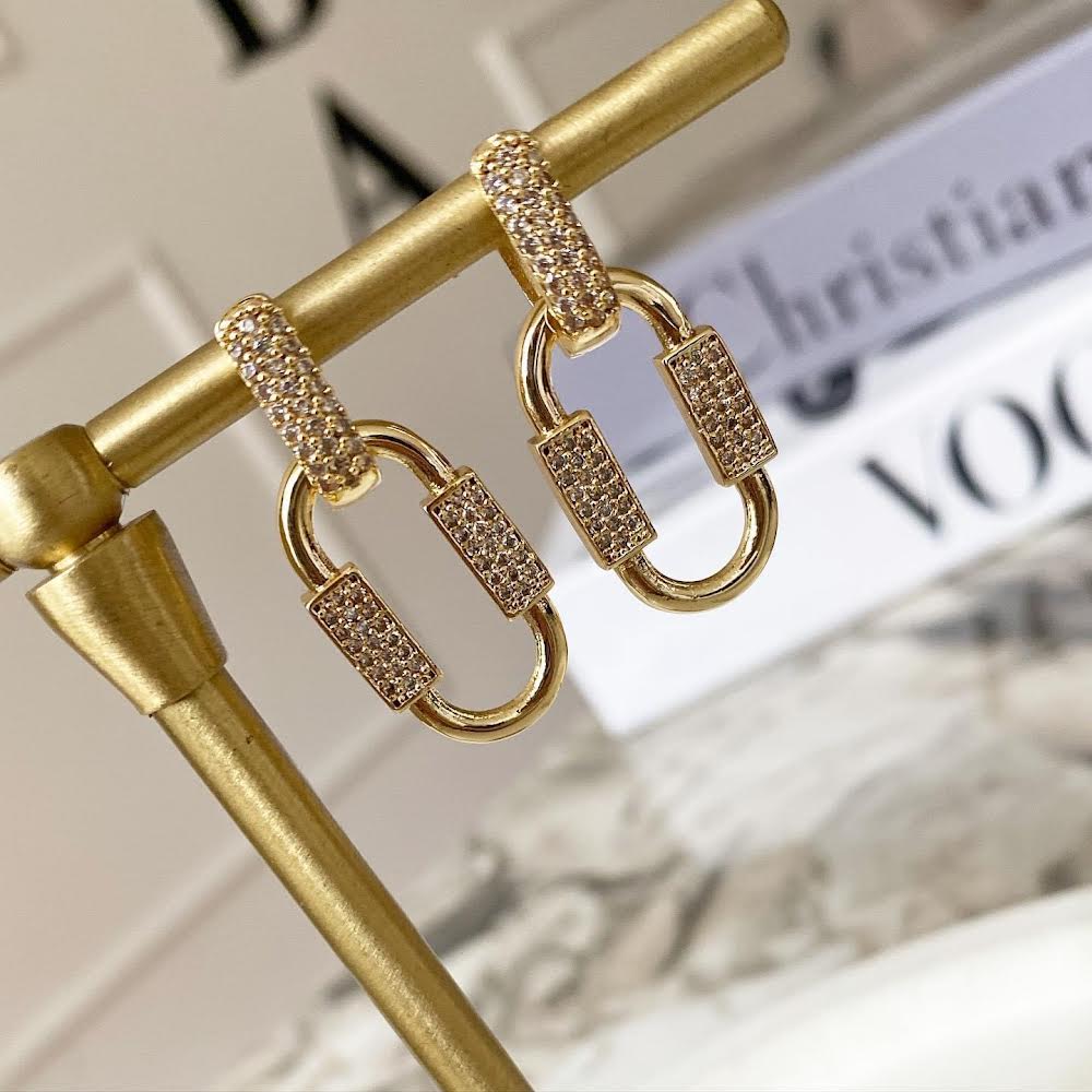 Crystal Ellipse Lock Earring