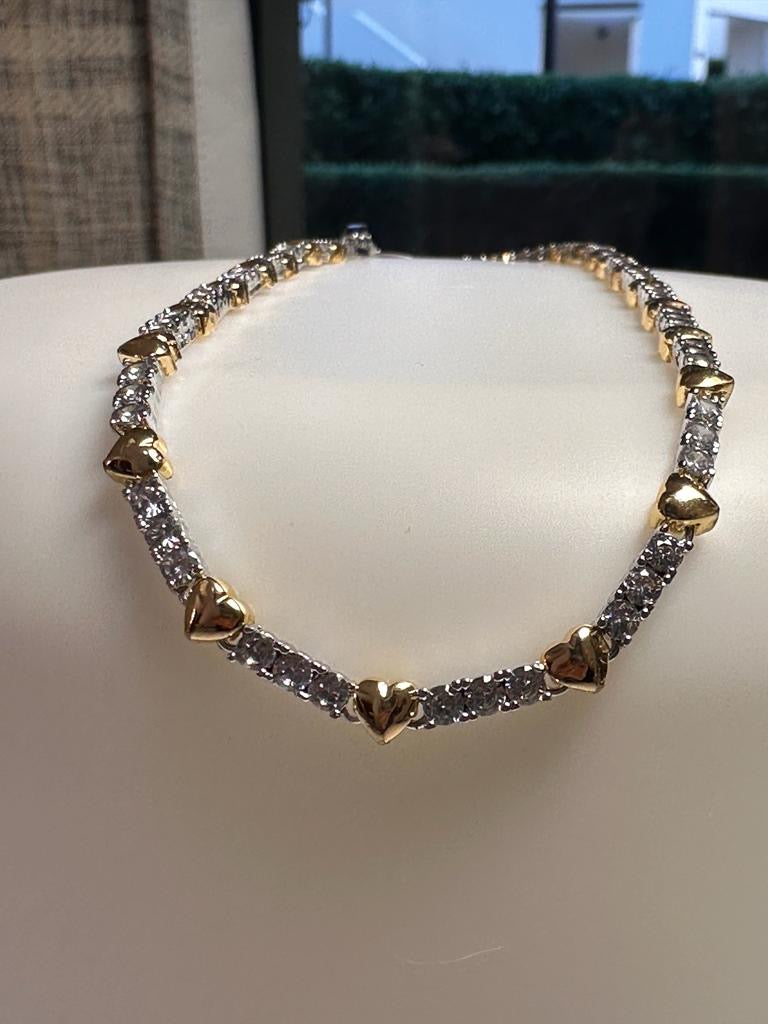 Shimmering Heart gold Necklace with Sparkle crystal