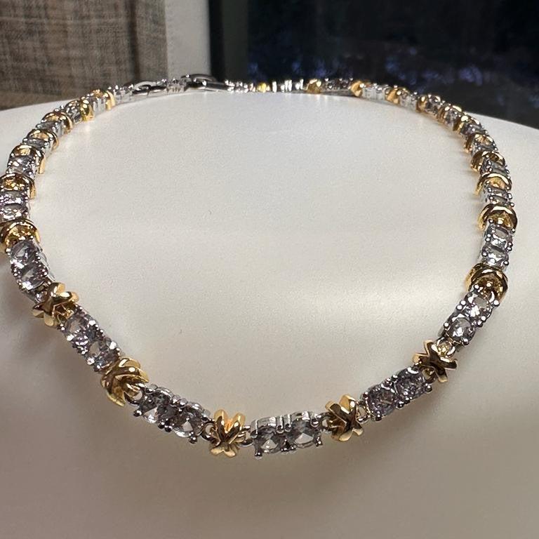 Shimmering Stich gold Necklace with Sparkle crystal