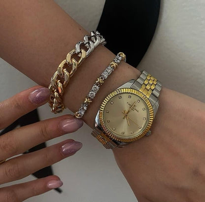 Shimmering Stich gold Bracelet with Sparkle crystal