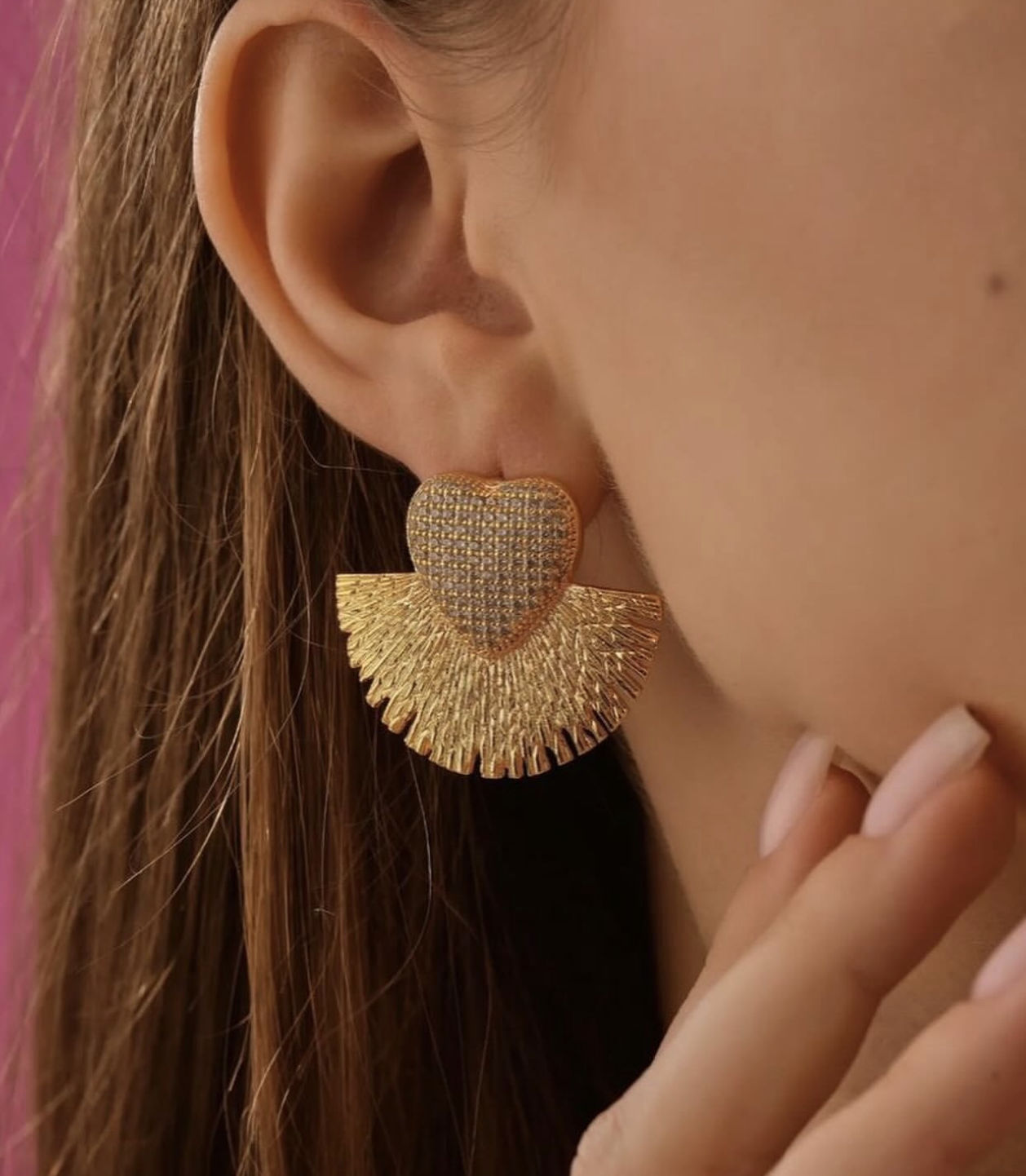 Heart Radiance Fan Earrings