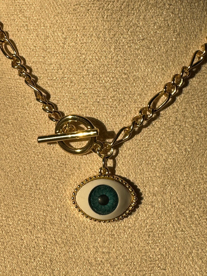 Blue Rhinestone Eye Luck Turkey Necklace