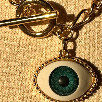 Blue Rhinestone Eye Luck Turkey Necklace