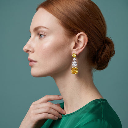 Luxury Emerald / Sapphire Stud Earrings