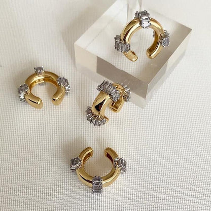 Gold Ear Cuff Adorned with Dazzling Crystals( One Piece )