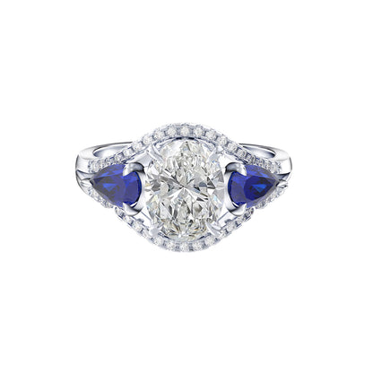 Sapphire Elegance Cut Eternity Band Rhodium Plated Diamond 8A Cubic Zirconia Ring