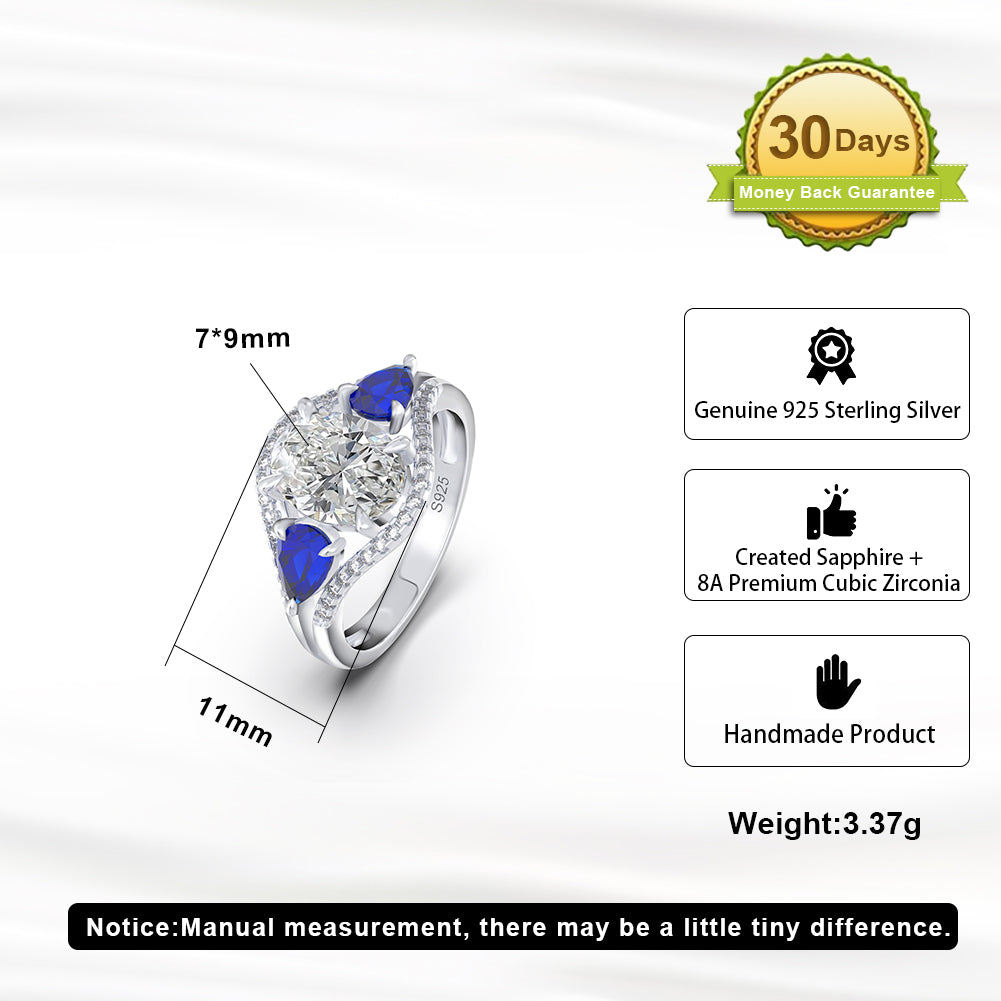 Sapphire Elegance Cut Eternity Band Rhodium Plated Diamond 8A Cubic Zirconia Ring