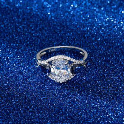 Sapphire Elegance Cut Eternity Band Rhodium Plated Diamond 8A Cubic Zirconia Ring