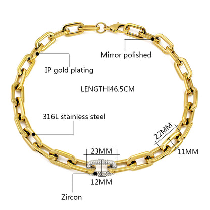 Crystal Stones Link Chain Necklace