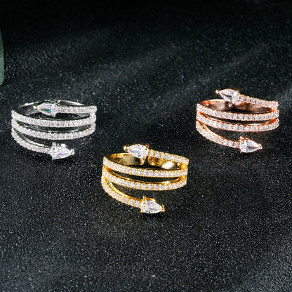 Snake ring adjustable cubic zirconia Ring