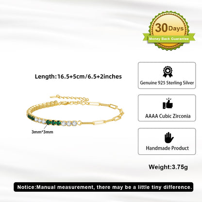 Thick Green 2mm Tennis AAAA Cubic Zircon Paperclip Chain Choker Bracelet