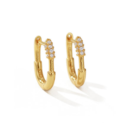 Linear Luxe Oval Zircon Hoop Earrings - Different Sizes