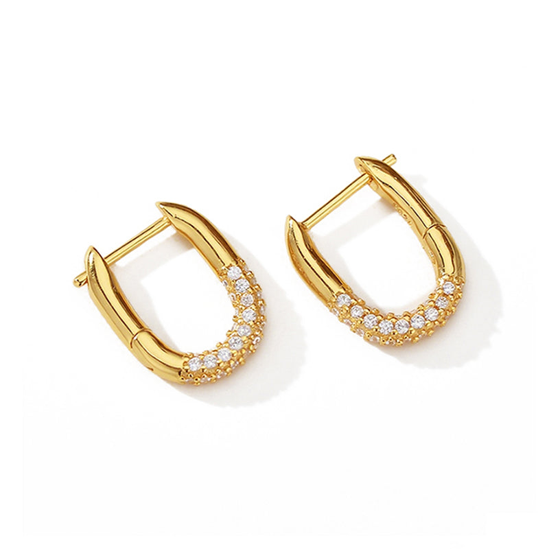 Linear Luxe Oval Zircon Hoop Earrings - Different Sizes