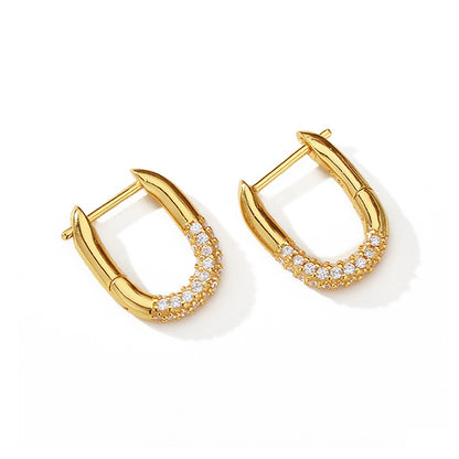 Linear Luxe Oval Zircon Hoop Earrings - Different Sizes