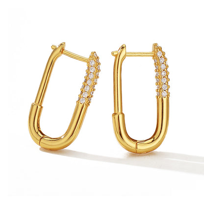 Linear Luxe Oval Zircon Hoop Earrings - Different Sizes