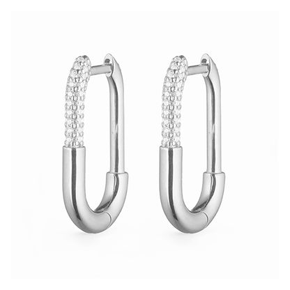 Linear Luxe Oval Zircon Hoop Earrings - Different Sizes