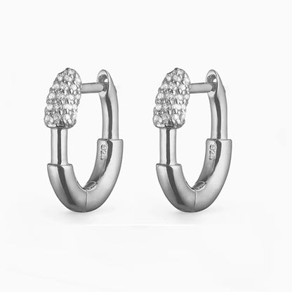 Linear Luxe Oval Zircon Hoop Earrings - Different Sizes
