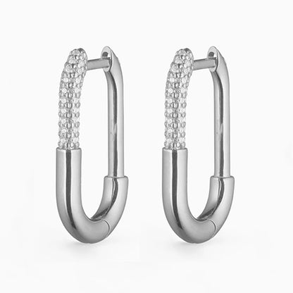 Linear Luxe Oval Zircon Hoop Earrings - Different Sizes